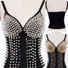 Spiky Rivets Bustier Top black/silver L