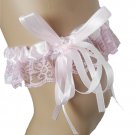 Satin and Lace Garter pink One Size
