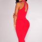 Red Mock Neck Key-Hole Back Dress One Size