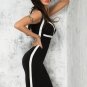 Contrast Trim Slim Midi Dress black/white One Size