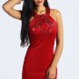 Scarlet Gem Detail Bodycon Dress red XL