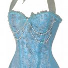 Damask Halter Corset w.Bead Chains XL
