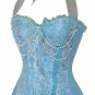Damask Halter Corset w.Bead Chains XL