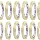 12x 3" Core 3/4" x 1800" 50 Yards TRANSPARENT CLEAR STATIONARY TAPE Office
