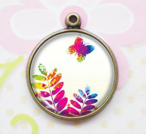 Butterfly's Clear Dream - Handmade Altered Art Pendant Charms