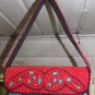 Hemp Red and turquoise beaded Handbag