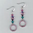 Silver Circle and Butterfly Earrings