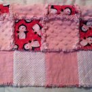 Baby rag quilt - pink penguins