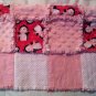 Baby rag quilt - pink penguins