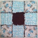 Blue and brown Baby Buggy rag quilt 16 x 16