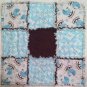 Blue and brown Baby Buggy rag quilt 16 x 16