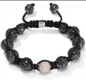 New Black and White CZ Crystal Disco Balls Charm Silver  Bracelet-CP073