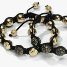 2PCS European New Black Crystal Hip Hop Disco Balls Macrame Bracelet Charm Beads-CP081