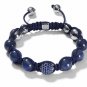 New 10MM Blue CZ Crystal Disco Balls Charm Silver Macrame  Bracelet-CP026