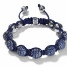 10MM European New Blue Crystal Hip Hop Disco Balls Macrame Bracelet Charm Beads-CP029