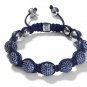 10MM European New Blue Crystal Hip Hop Disco Balls Macrame Bracelet Charm Beads-CP029