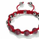 10MM European New Red Crystal Hip Hop Disco Balls Macrame Bracelet Charm Beads-CP079