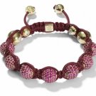 10MM European New Red Crystal Hip Hop Disco Balls Macrame Bracelet Charm Beads-CP028