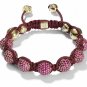 10MM European New Red Crystal Hip Hop Disco Balls Macrame Bracelet Charm Beads-CP028
