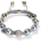 10MM European New white Crystal Hip Hop Disco Balls Macrame Bracelet Charm Beads-CP071