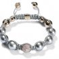 10MM European New white Crystal Hip Hop Disco Balls Macrame Bracelet Charm Beads-CP071