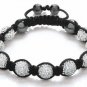 Hot Sell 10MM Disco Magnetite Ball Beads Macrame 9  Crystal Bracelet 76