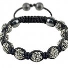 Hot Sell 10MM Disco Magnetite Ball Beads Macrame 9  Crystal Bracelet 75