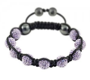 Hot Sell 10MM Disco Magnetite Ball Beads Macrame 9  Crystal Bracelet 77