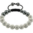 Hot 10MM Disco Magnetite Ball Beads Macrame 11 Crystal Bracelet 114