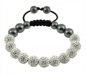 Hot 10MM Disco Magnetite Ball Beads Macrame 11 Crystal Bracelet 114