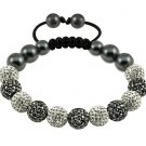 Hot 10MM Disco Magnetite Ball Beads Macrame 11  Crystal Bracelet 115
