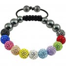 Hot 10MM Disco Magnetite Ball Beads Macrame 11Crystal  Bracelet 118