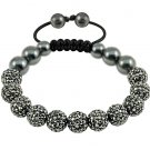 Hot 10MM Disco Magnetite Ball Beads Macrame 11  Crystal  Bracelet 113