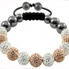 Hot 10MM Disco Magnetite Ball Beads Macrame 11  Crystal Bracelet 195