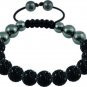 Hot 10MM Disco Magnetite Ball Beads Macrame 11  Crystal  Bracelet 198
