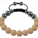 Hot 10MM Disco Magnetite Ball Beads Macrame 11  Crystal  Bracelet 202