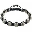 Hot 10MM Disco Magnetite Ball Beads Macrame 11  Crystal  Bracelet MJB03