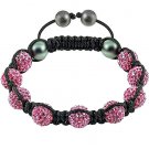 Hot Sell 10MM Disco Magnetite Ball Beads Macrame 9  Crystal  Bracelet 85