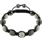 Hot Sell 10MM Disco Magnetite Ball Beads Macrame 9  Crystal  Bracelet 90