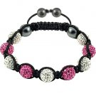 Hot Sell 10MM Disco Magnetite Ball Beads Macrame 9 Crystal  Bracelet 91