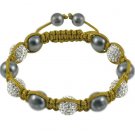 Hot Sell 10MM Disco Magnetite Ball Beads Macrame 5  Crystal  Bracelet 96