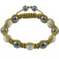 Hot Sell 10MM Disco Magnetite Ball Beads Macrame 5  Crystal  Bracelet 96