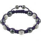 Hot Sell 10MM Disco Magnetite Ball Beads Macrame 5  Crystal  Bracelet 97