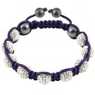 Hot Sell 10MM Disco Magnetite Ball Beads Macrame 9 Crystal Bracelet 103
