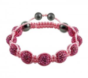 Hot Sell 10MM Disco Magnetite Ball Beads Macrame 9  Crystal Bracelet 107