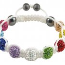 Hot Sell 10MM Disco Magnetite Ball Beads Macrame 9  Crystal  Bracelet 190