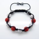 Hot Sell 10MM Disco Magnetite Ball Beads Macrame 9  Crystal Bracelet PL087
