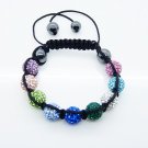 Hot Sell 10MM Disco Magnetite Ball Beads Macrame 9  Crystal Bracelet PL089