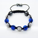 Hot Sell 10MM Disco Magnetite Ball Beads Macrame 9  Crystal  Bracelet PL090