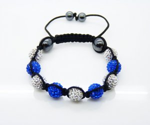 Hot Sell 10MM Disco Magnetite Ball Beads Macrame 9  Crystal  Bracelet PL090